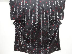 大正ロマン　よろけ縞に抽象模様織り出しお召単衣着物